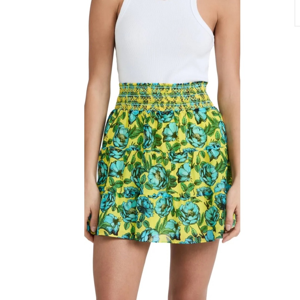 Alice + Olivia Yellow and Blue Floral Mini Skirt
